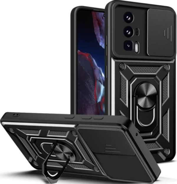 bodycell armor slide anthektiki thiki xiaomi poco f5 pro me kalima gia tin kamera kai metalliko ring holder black