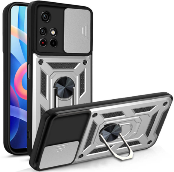 bodycell armor slide anthektiki thiki xiaomi poco m4 pro 5g redmi note 11s 5g redmi note 11t 5g me kalima gia tin kamera kai metalliko ring holder silver