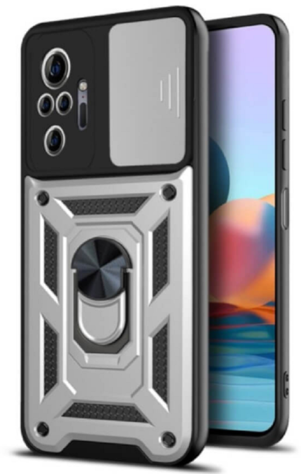 bodycell armor slide anthektiki thiki xiaomi redmi 10 pro me kalima gia tin kamera kai metalliko ring holder silver
