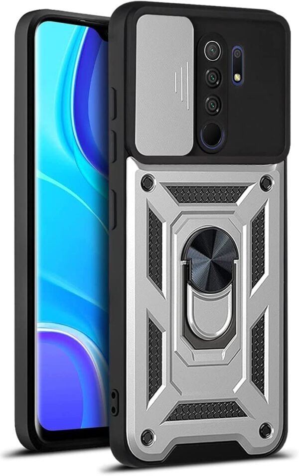 bodycell armor slide anthektiki thiki xiaomi redmi 9 me kalima gia tin kamera kai metalliko ring holder silver 3