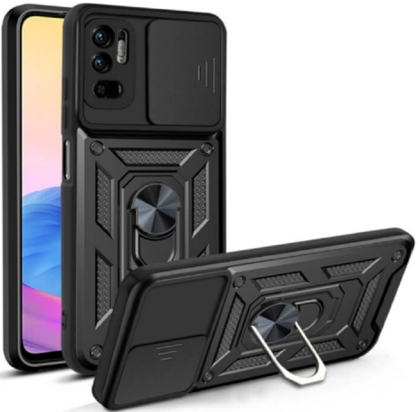 bodycell armor slide anthektiki thiki xiaomi redmi note 10 5 g me kalima gia tin kamera kai metalliko ring holder black 1