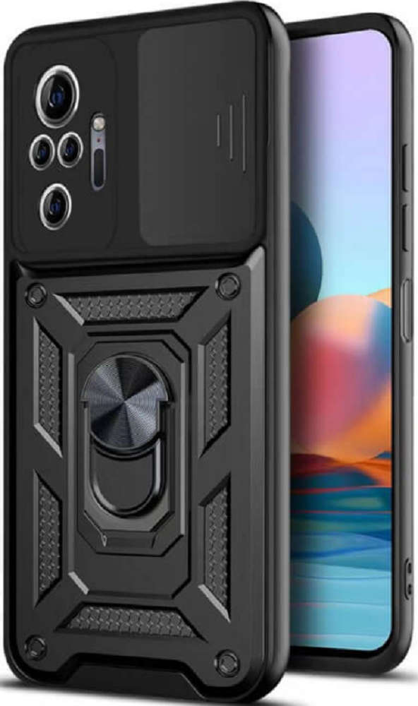 bodycell armor slide anthektiki thiki xiaomi redmi note 10 pro me kalima gia tin kamera kai metalliko ring holder black