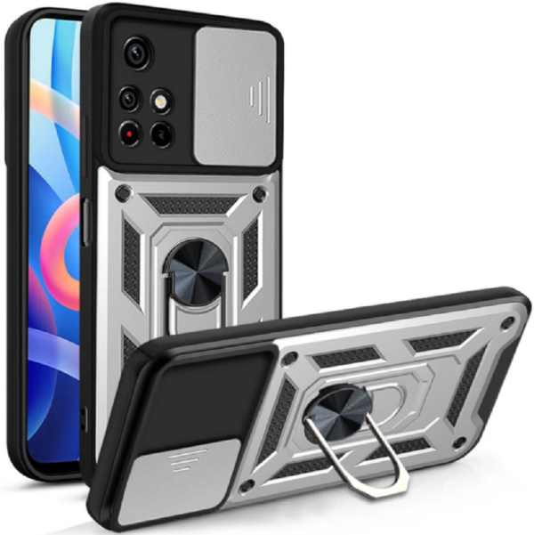 bodycell armor slide anthektiki thiki xiaomi redmi note 11 pro plus 5g me kalima gia tin kamera kai metalliko ring holder silver