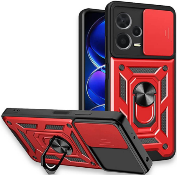 bodycell armor slide anthektiki thiki xiaomi redmi note 12 5g poco x5 me kalimma gia tin kamera kai metalliko ring holder red