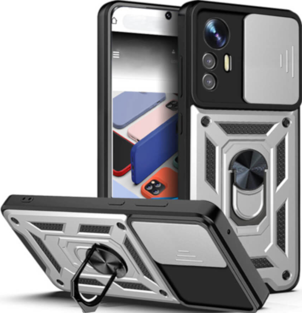 bodycell armor slide anthektiki thiki xiaomi redmi note 12s me kalimma gia tin kamera kai metalliko ring holder silver