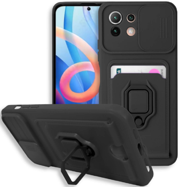 bodycell multifunction anthektiki thiki xiaomi mi 11 lite me louraki laimou kalima kameras ring holder ipodoxi kartas black
