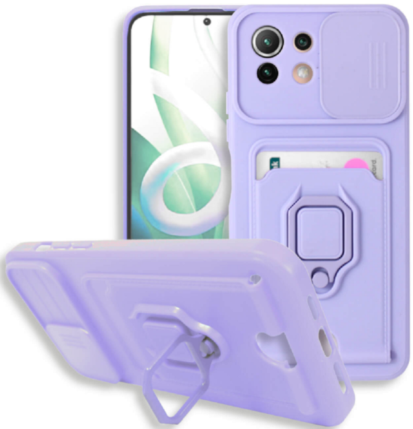 bodycell multifunction anthektiki thiki xiaomi mi 11 lite me louraki laimou kalima kameras ring holder ipodoxi kartas purple