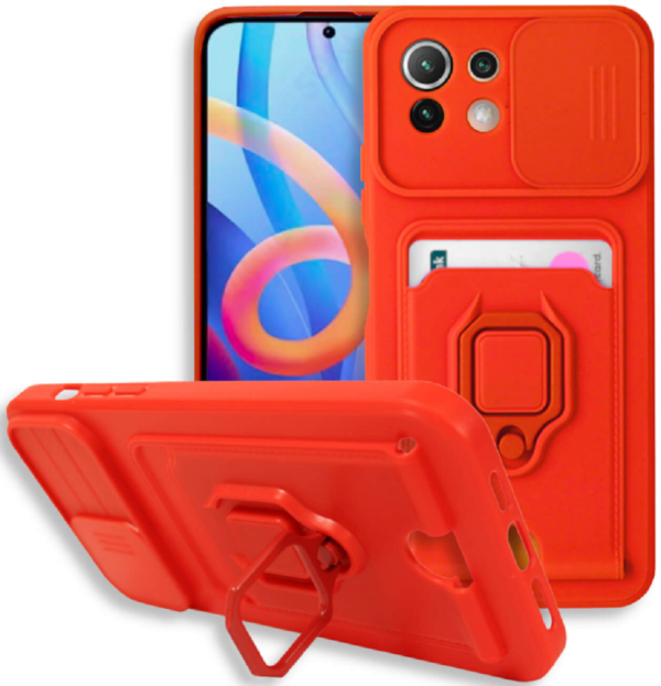 bodycell multifunction anthektiki thiki xiaomi mi 11 lite me louraki laimou kalima kameras ring holder ipodoxi kartas red
