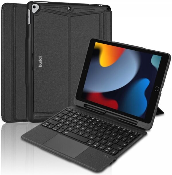 buddi thorn keyboard case thiki me ipodoxi gia apple pencil kai aposmpomeno magnitiko pliktrologio bluetooth apple ipad 10 2 inches 2019 ipad pro 10 5 inches 2017 black