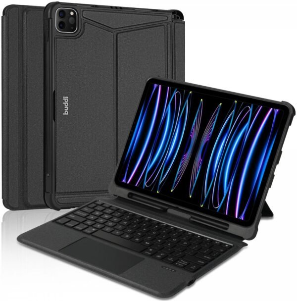 buddi thorn keyboard case thiki me ipodoxi gia apple pencil kai aposmpomeno magnitiko pliktrologio bluetooth apple ipad air 5 2022 4 2020 10 9 inches black