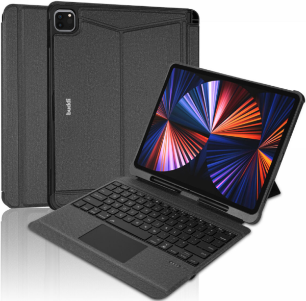 buddi thorn keyboard case thiki me ipodoxi gia apple pencil kai aposmpomeno magnitiko pliktrologio bluetooth apple ipad pro 11 inches 2022 2021 2020 2018 black