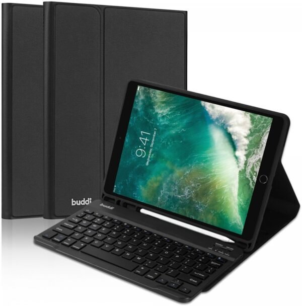 buddi zuna keyboard case thiki me ipodoxi gia grafida kai pliktrologio bluetooth apple ipad 10 2 inches 2021 2020 2019 ipad pro 10 5 inches 2017 black 1
