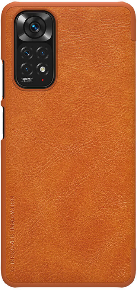 nillkin qin leather case flip thiki portofoli xiaomi redmi note 11 11s brown