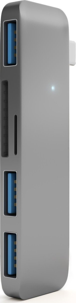 satechi antaptoras type c passthrough hub gia macbook 12 me 2 x usb a 1 x type c 1 x sd micro sd space gray