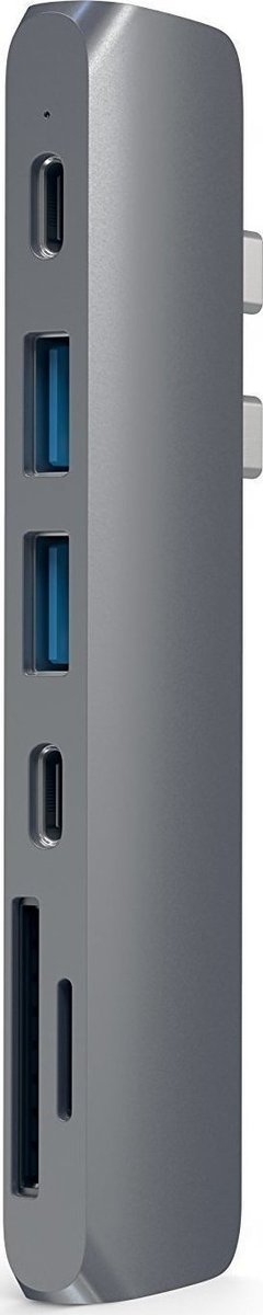 satechi type c pro hub antaptoras gia macbook me 2 x type c 1 x 4 hdmi 1 x type c pd 2 x usb a 1 x type c 5 gbps 1 x micro sd space gray