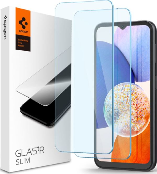 spigen glas tr slim premium tempered glass antixaraktiko gyali othonis samsung galaxy a14 5g clear 2 temaxia