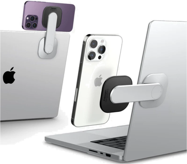 spigen s312 one tap magfit monitor laptop magnetic mount aftokoliti magsafe vasi alouminiou gia laptop othoni silver 21