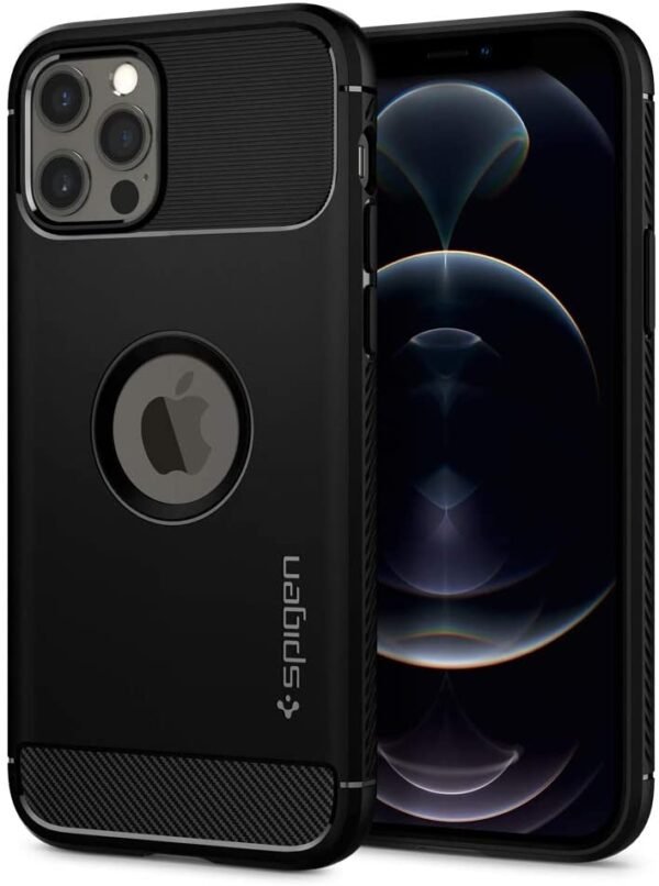 spigen thiki rugged armor apple iphone 12 12 pro matte black acs01700 1