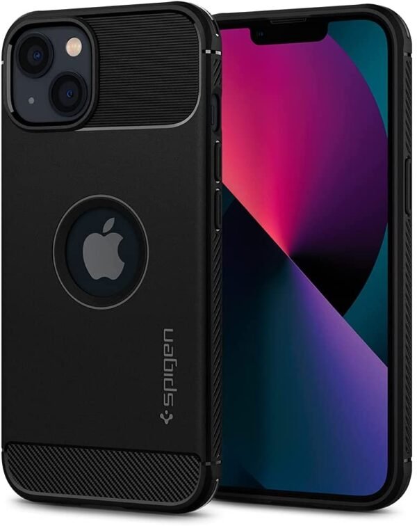 spigen thiki rugged armor apple iphone 13 matte black