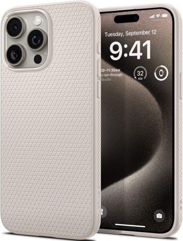spigen thiki silikonis liquid air apple iphone 15 pro max natural titanium 1