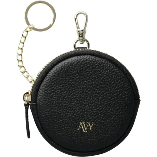 strogili dermatini thiki avy mini phone bag me fermouar brelok kai gantzo gia airpods kai accessories leather black