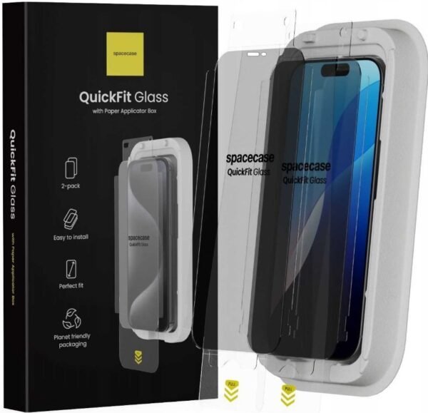 tempered glass iphone 16 15 spacecase quickfit privacy glass antixaraktiko gyali prostasias aporitou othonis me aplicater quickfit 2 temaxia privacy 8