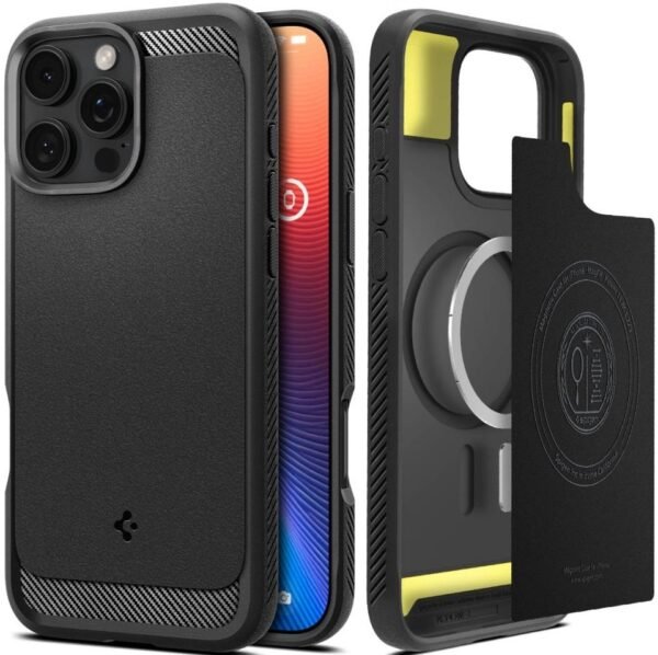 thiki apple iphone 16 pr max spigen rugged armor magfit me magsafe matte black