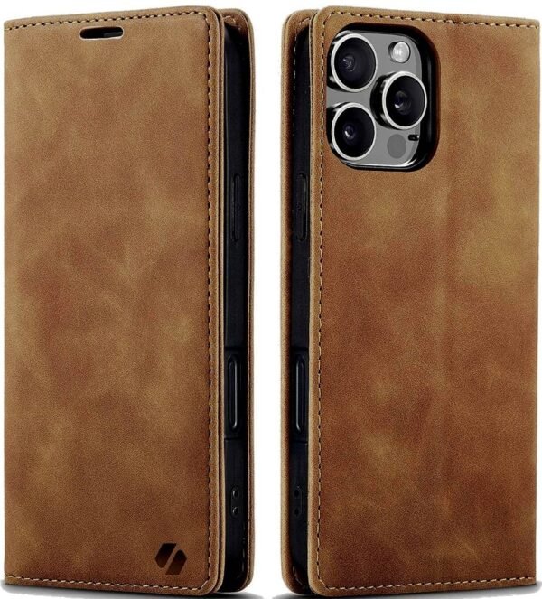 thiki apple iphone 16 pro spacecase wallet portofoli light brown 30