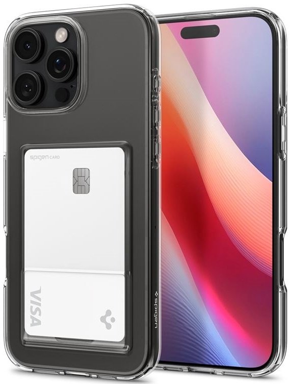 thiki apple iphone 16 pro spigen crystal slot silikonis me ypodoxi gia karta crystal clear