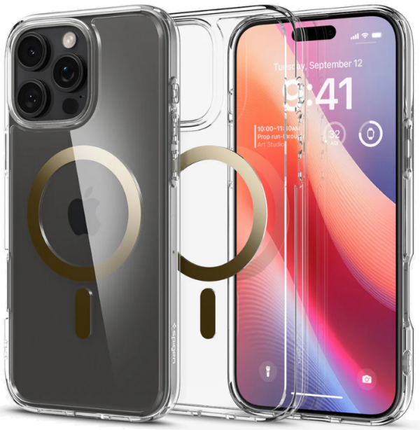 thiki apple iphone 16 pro spigen ultra hybrid magfit me magsafe gold