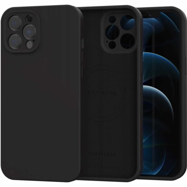 thiki iphone 12 pro max spacecase silicone mag case silikonis me magsafe black 1