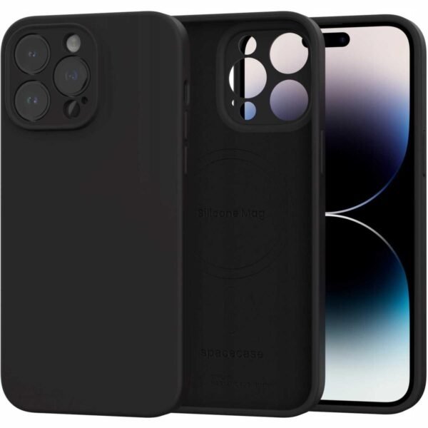 thiki iphone 14 pro max spacecase silicone mag case silikonis me magsafe black 1