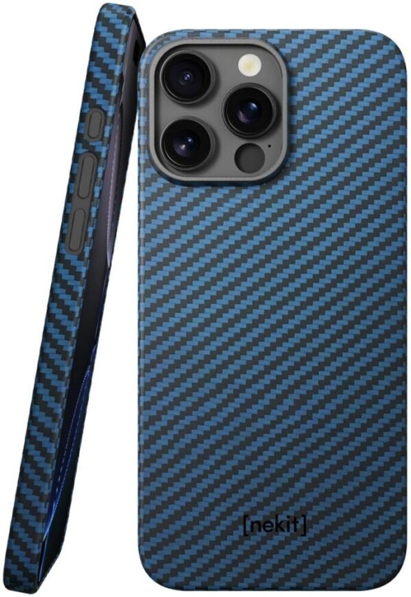 thiki iphone 16 pro max nekit fiber skliri me magsafe aramid fiber 1mm 1500d kevlar blue