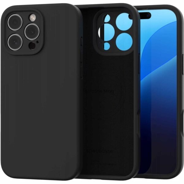 thiki iphone 16 pro max spacecase silicone mag case silikonis me magsafe black 1