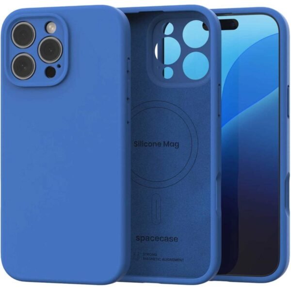 thiki iphone 16 pro max spacecase silicone mag case silikonis me magsafe blue 11