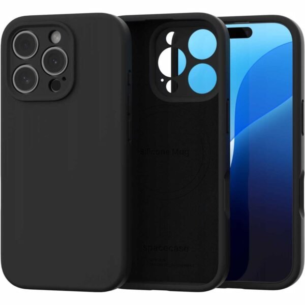 thiki iphone 16 pro spacecase silicone mag case silikonis me magsafe black 1