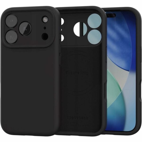 thiki iphone 17 pro max spacecase silicone mag case silikonis me magsafe black 5