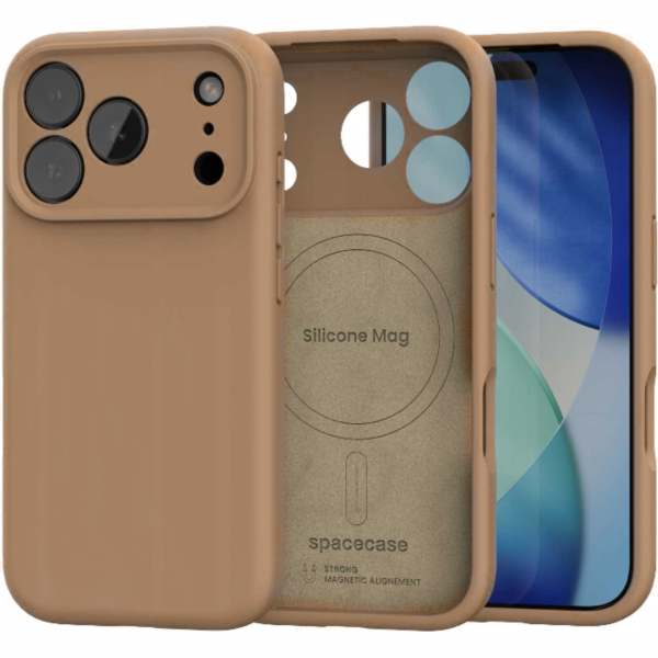 thiki iphone 17 pro max spacecase silicone mag case silikonis me magsafe brown 12