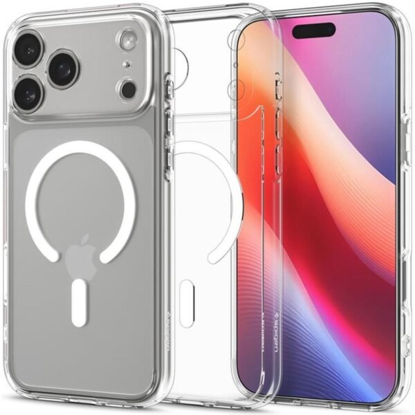 thiki iphone 17 pro max spigen ultra hybrid magfit anthektiki skliri me magsafe clear white 12