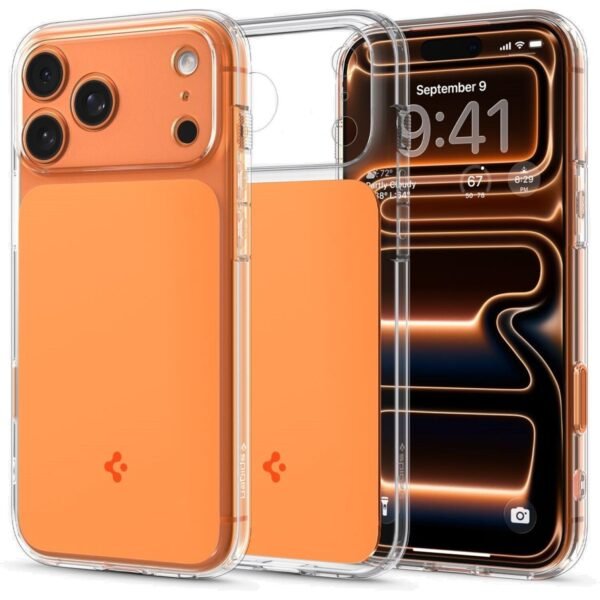 thiki iphone 17 pro max spigen ultra hybrid t magfit anthektiki me kalimma gia camera control kai magsafe glossy orange 12
