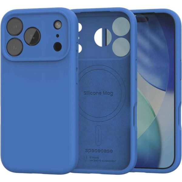 thiki iphone 17 pro spacecase silicone mag case silikonis me magsafe blue 1