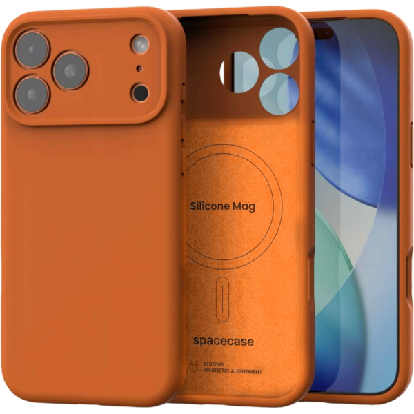 thiki iphone 17 pro spacecase silicone mag case silikonis me magsafe orange 17