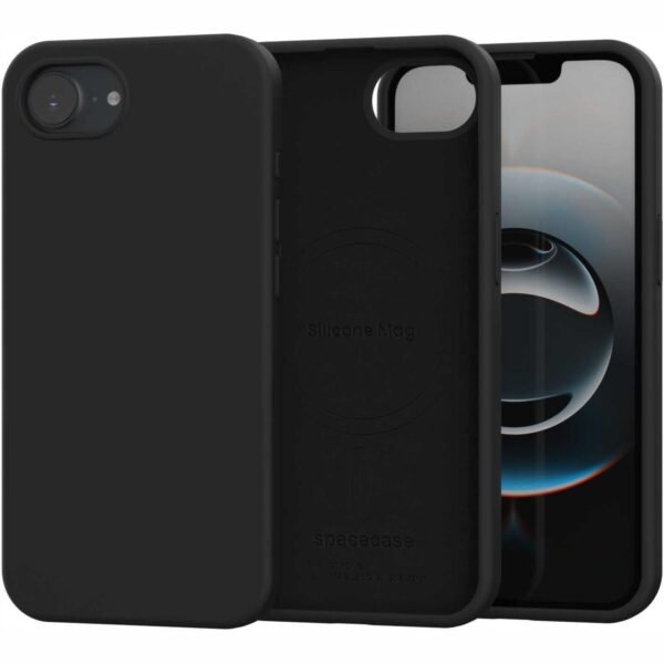 thiki iphone 17e 16e spacecase silicone mag case silikonis me magsafe black 1