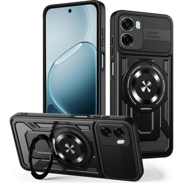 thiki oppo a6x techsuit rugged cam anthektiki me kickstand kai magsafe black