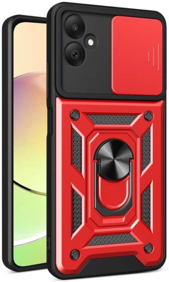 thiki samsung galaxy a06 bodycell armor slide anthektiki me kalimma gia tin kamera kai metalliko ring holder red