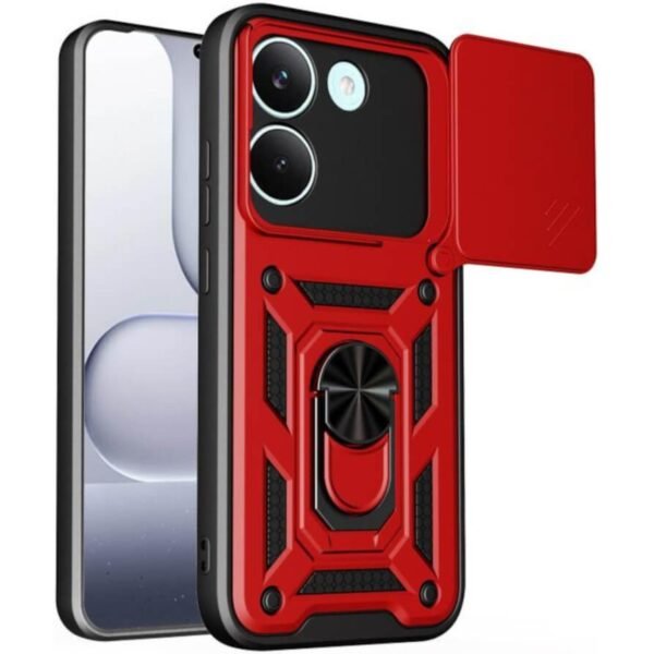 thiki xiaomi poco x8 pro bodycell armor slide anthektiki me kalimma gia tin kamera kai metalliko ring holder red