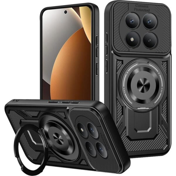 thiki xiaomi redmi note 15 pro 5g techsuit rugged cam anthektiki me kickstand kai magsafe black