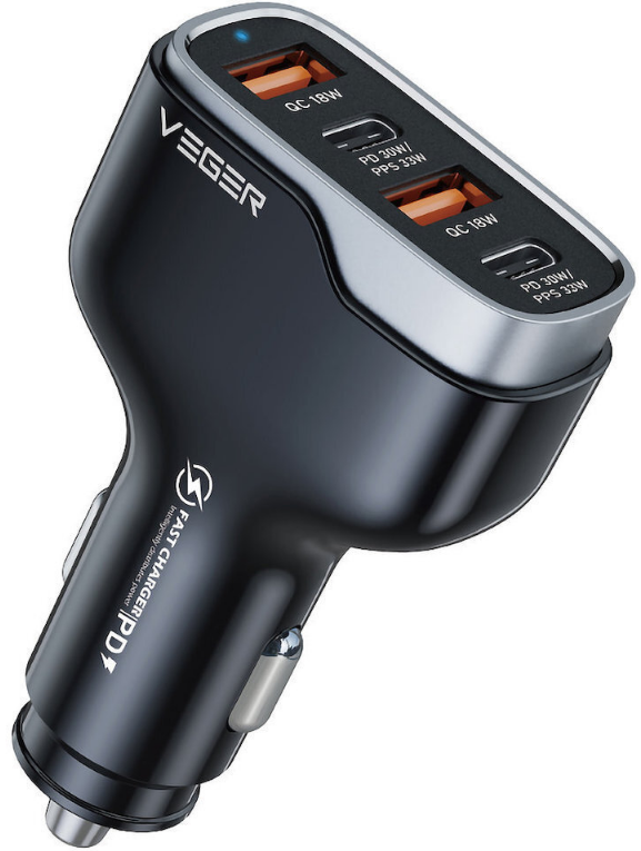 veger cc53 quad pd fast car charger grigoros fortistis aftokinitou me 2 x usb a 2 x type c 66w black 5