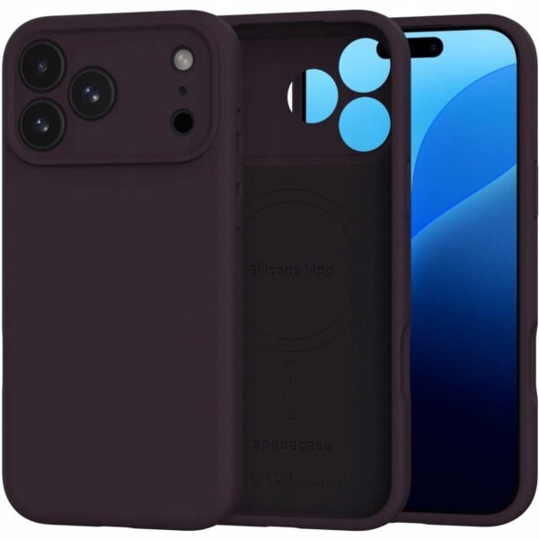 thiki iphone 18 pro max 17 pro max spacecase silicone mag case silikonis me magsafe dark cherry 1