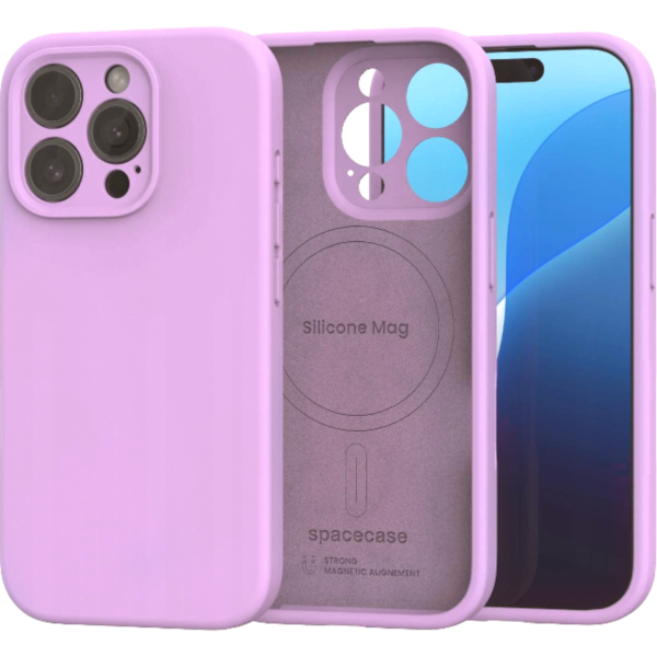 thiki iphone 15 pro max spacecase silicone mag case silikonis me magsafe lavender 1